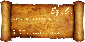 Sziklai Orsolya névjegykártya